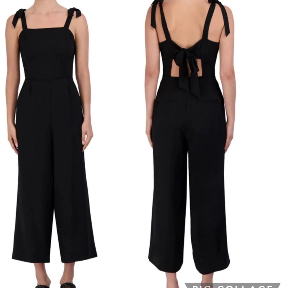 BCBG Black Tie-Shoulder Jumpsuit